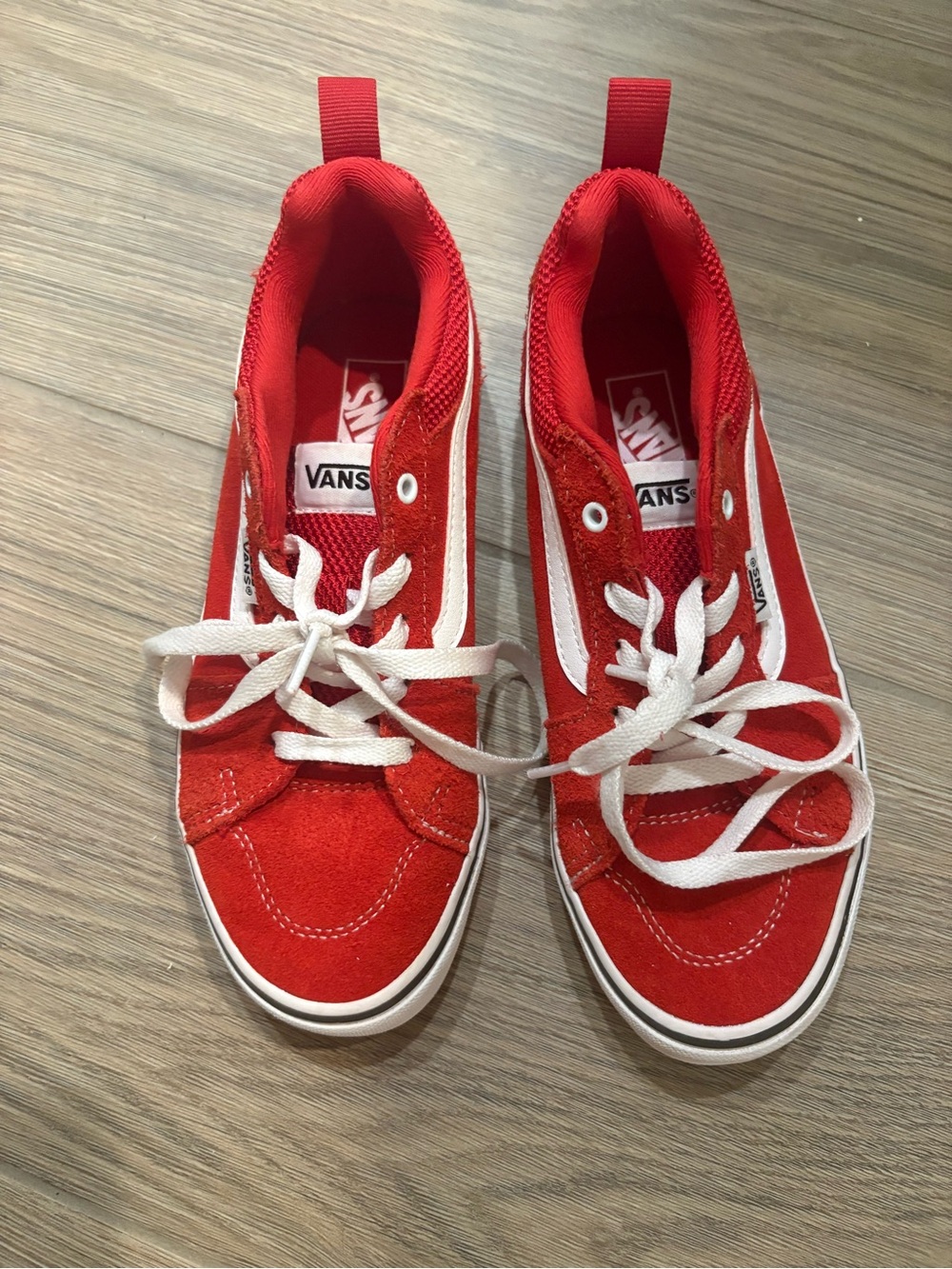 Vans Kids Red Low-Top Sneakers with White Side Stripe